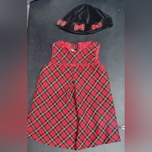 Old Navy Red Plaid Dress with Black Hat